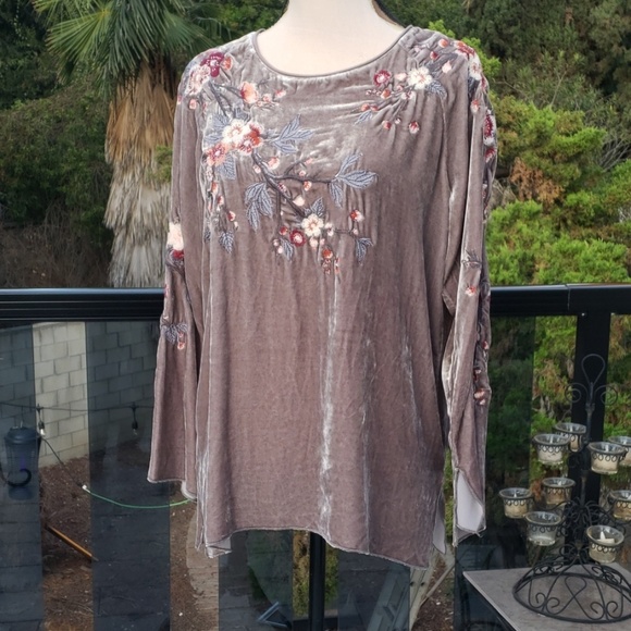 Johnny Was Tops - Nwt Johnny Was embroidered Velvet blouse S